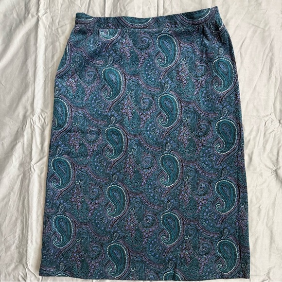 D’Allaird’s Dresses & Skirts - D’Allaird’s Paisley Corduroy Midi Skirt | Teal Purple | Made in Canada | 12